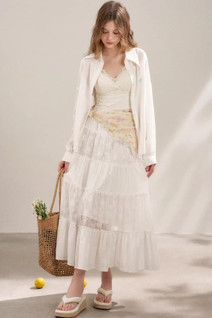 Pure White Lace Halter Skirt