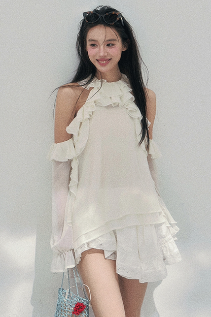 Ruffled Edge Off-Shoulder Top