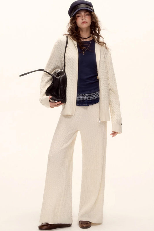 Wool Twist Hooded Knit Set-Up