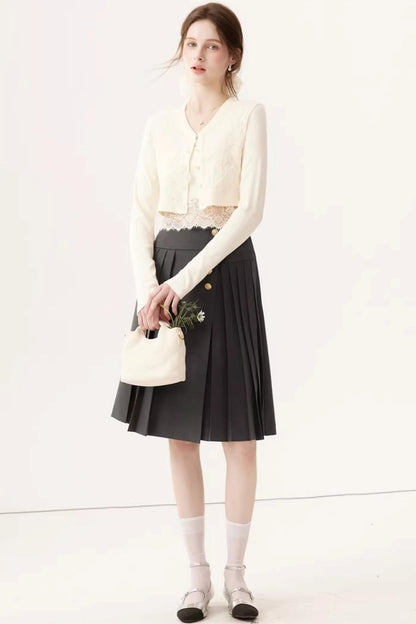 Lace Patchwork Camisole Cardigan Set