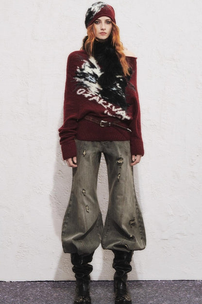 Slanted Long Sleeve Sweater