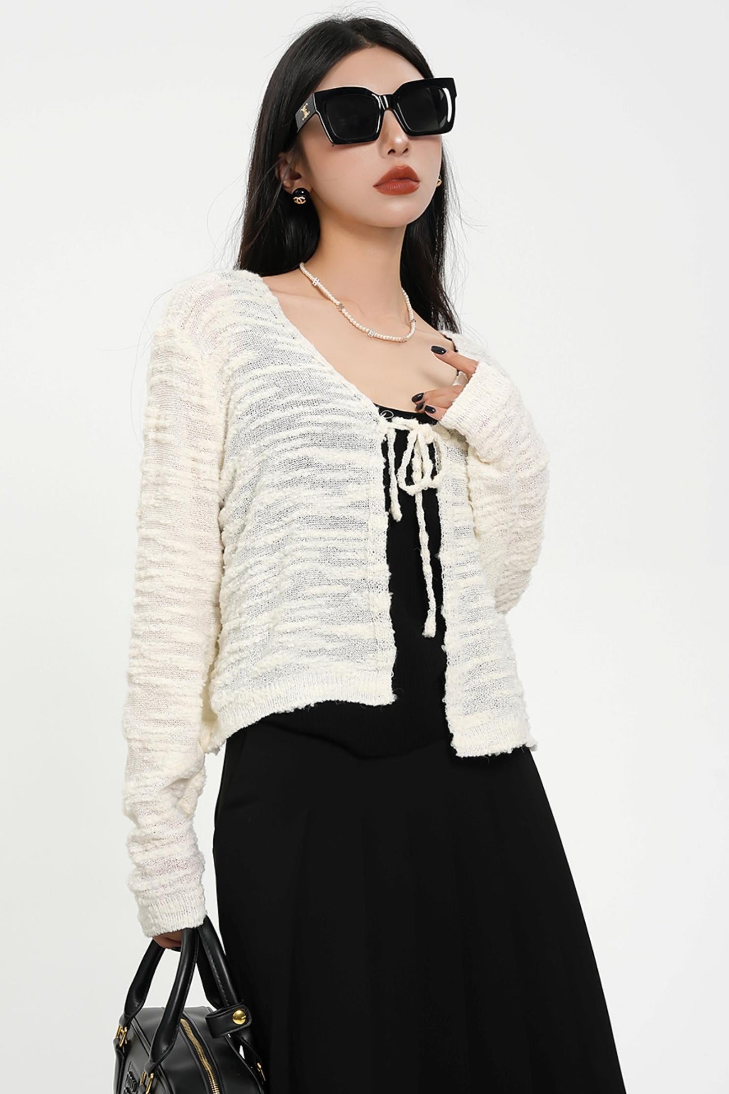 Niche Cropped Knit Cardigan