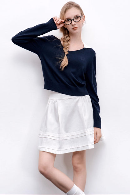 V-Neck Two-Piece Pullover Sweater