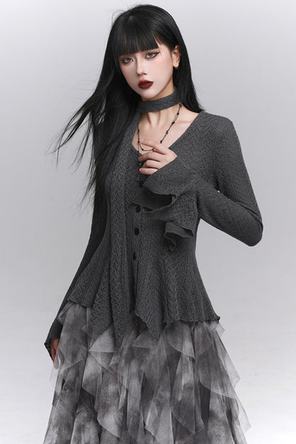 Gray Knitted Slim Top