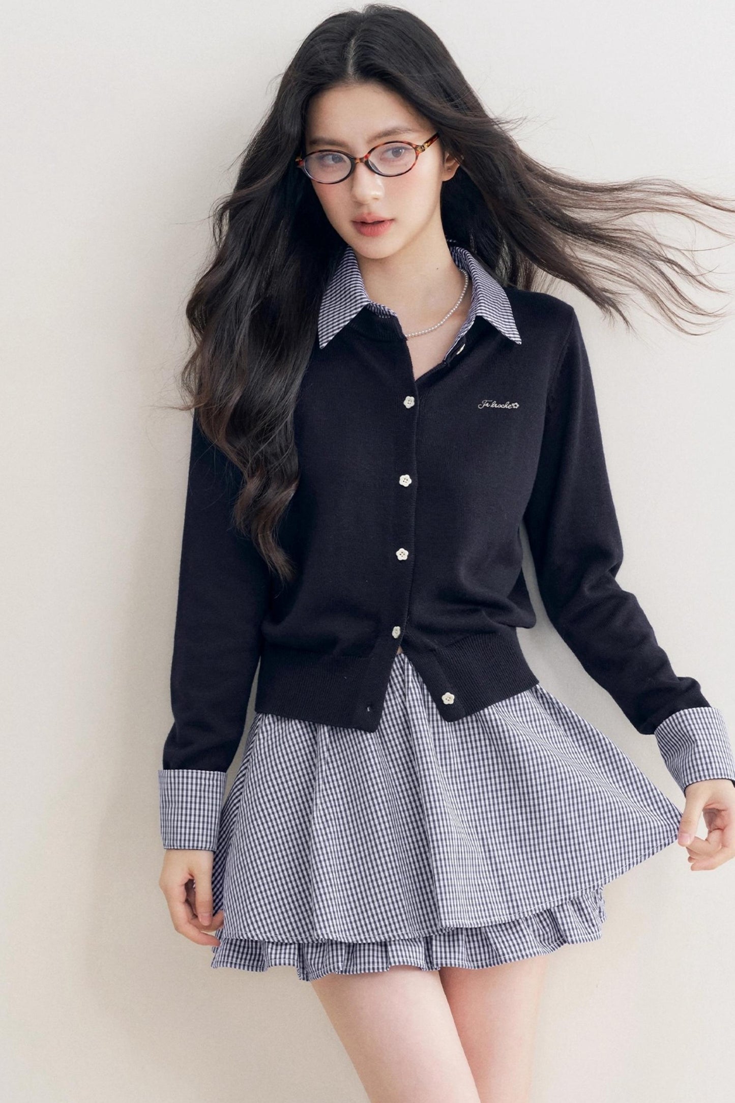 Elite Wool-Blend Plaid Cardigan Set-Up