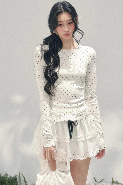 Polka Dot Two-Piece Blouse