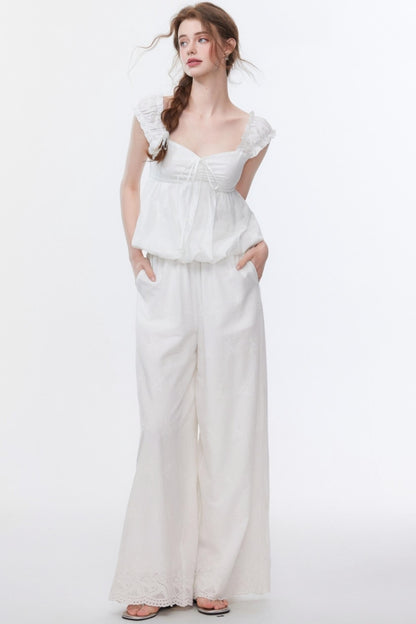 Skeleton V-Neck Ensemble Pants Set-Up