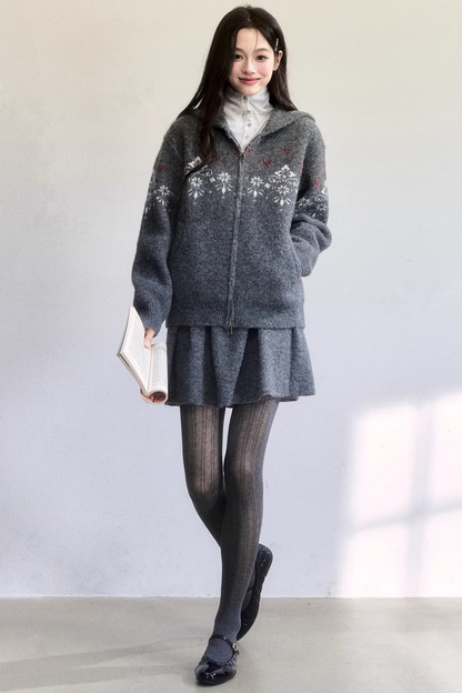Frosting Jacquard Knit Jacket Set-Up