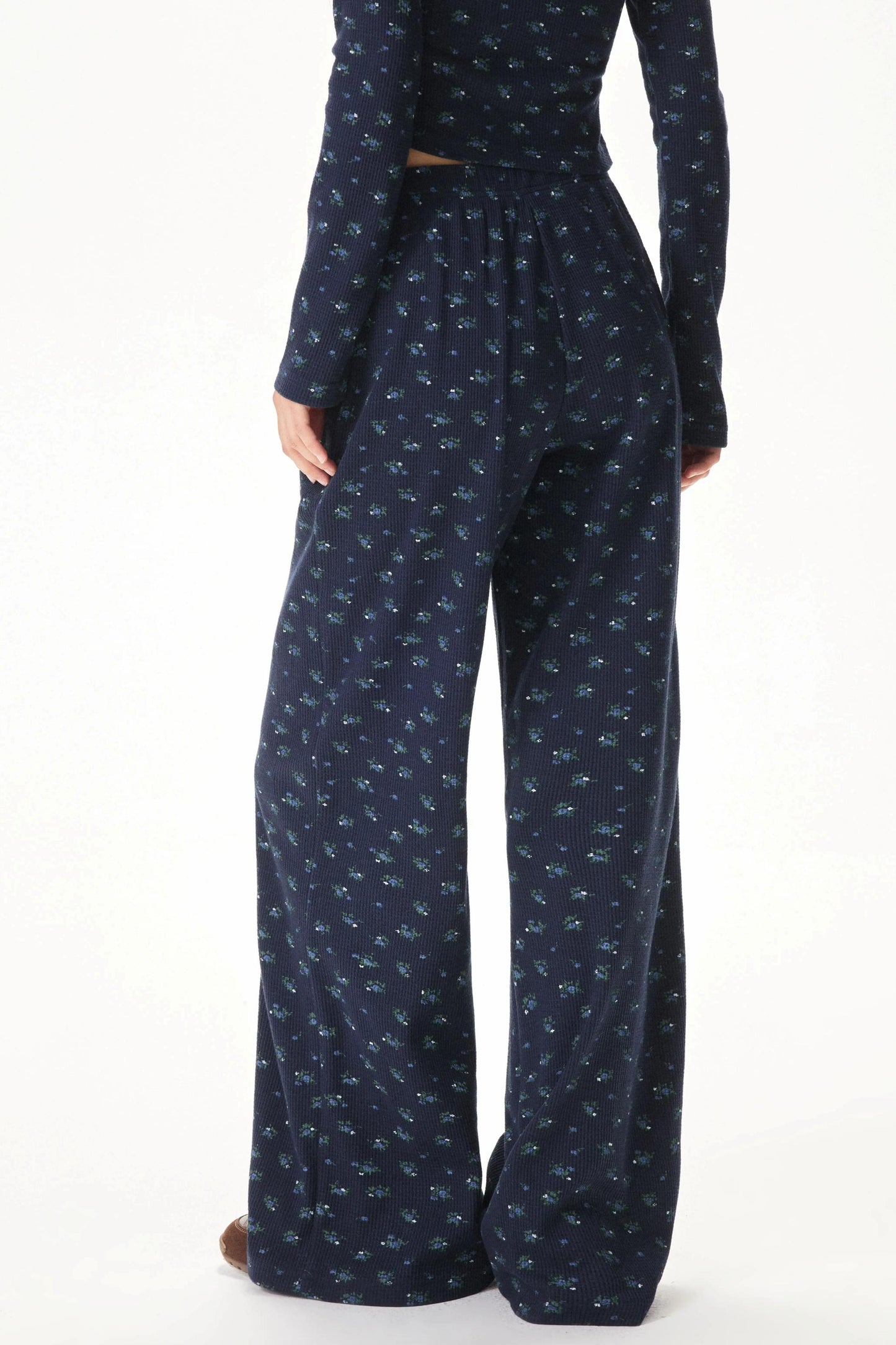 Floral Placket Blouse and Pants Set-Up