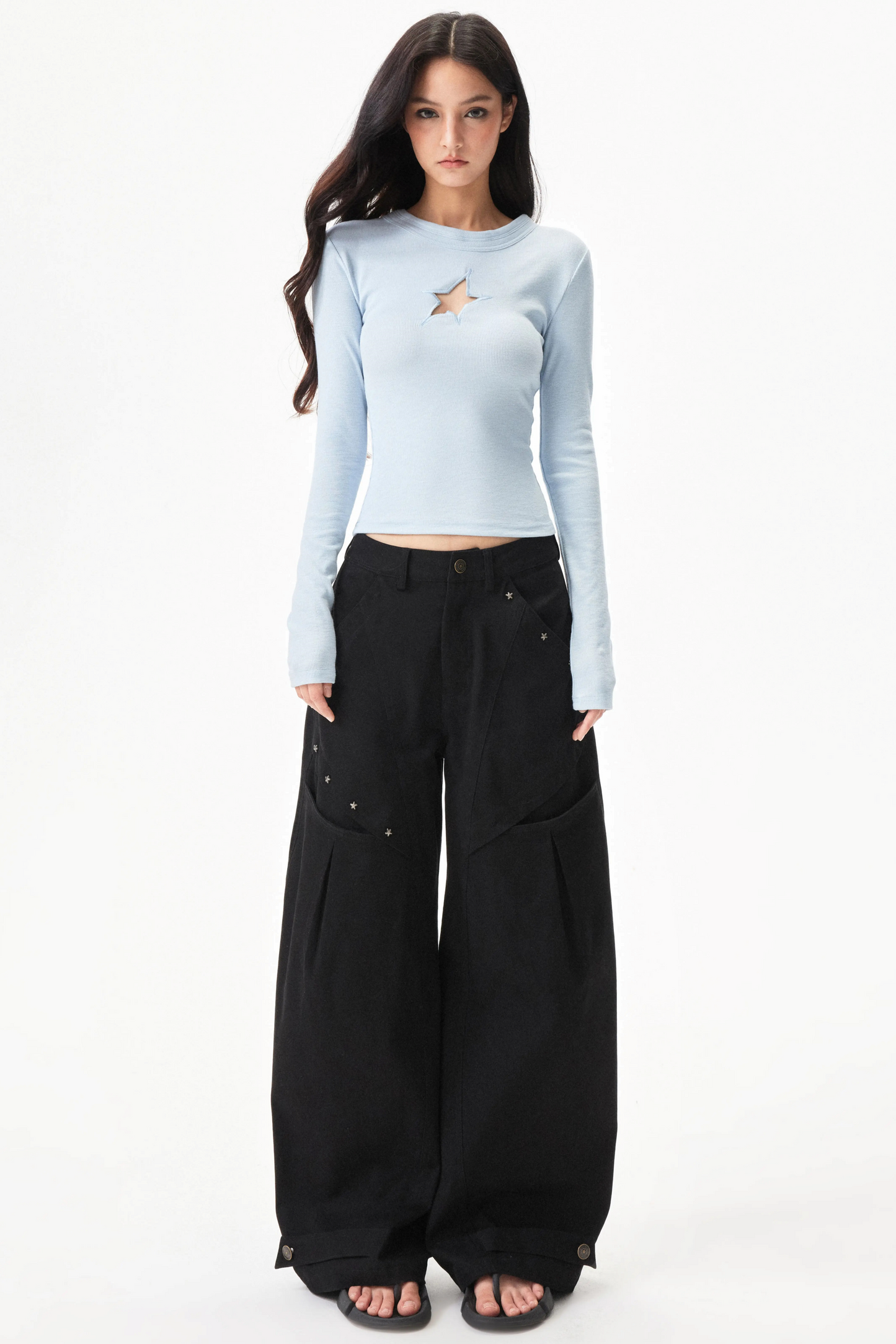 Star Rivet Deconstructed Pants
