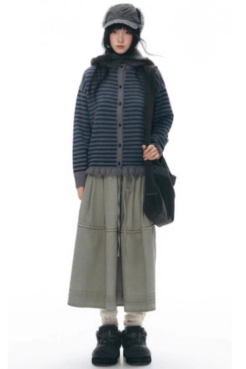 Elastic Cotton Dimensional Skirt