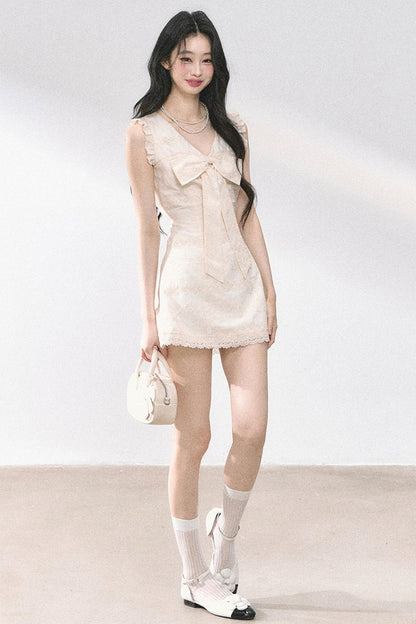 Summer Lace V-Neck Mini Dress