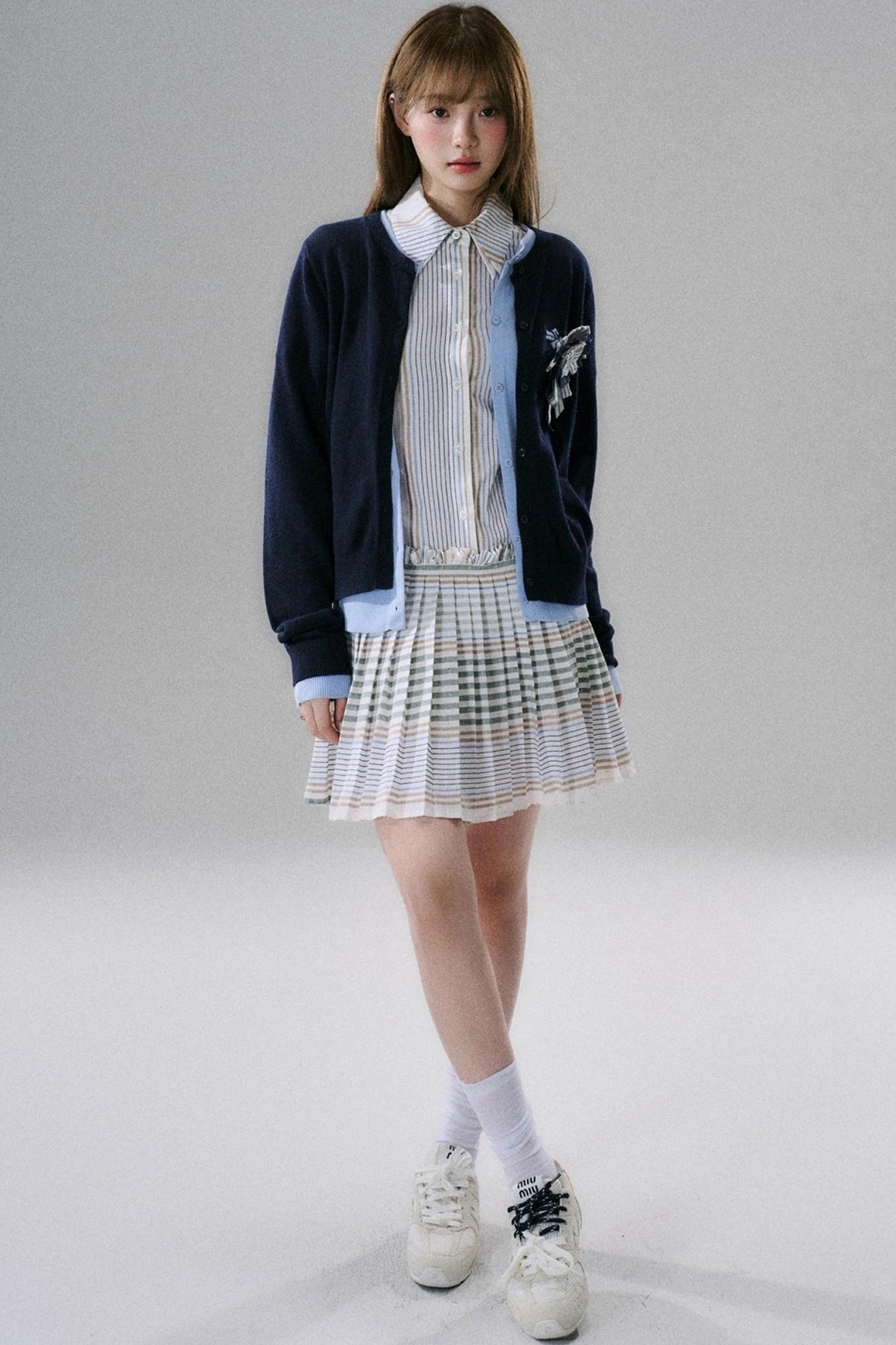 Japanese Sweet Striped Pleated Dress