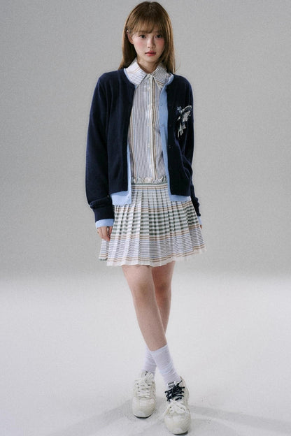 Japanese Sweet Striped Pleated Dress