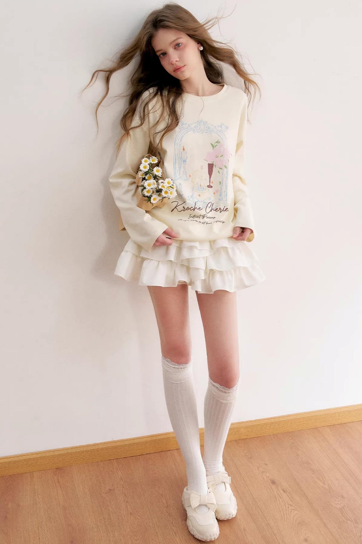 Hand-Painted Rose Cotton Top