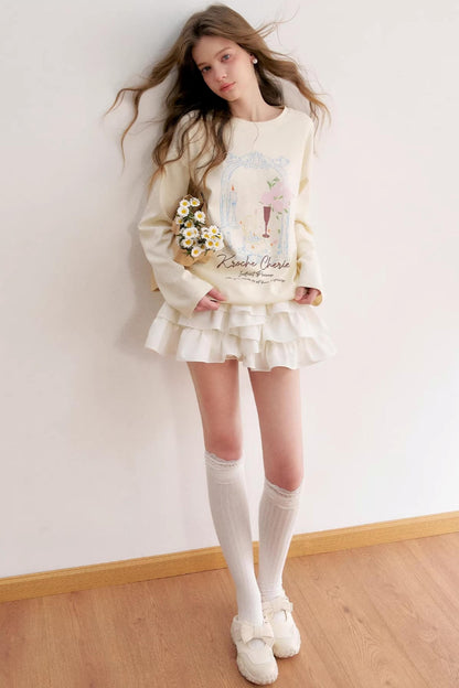 Hand-Painted Rose Cotton Top