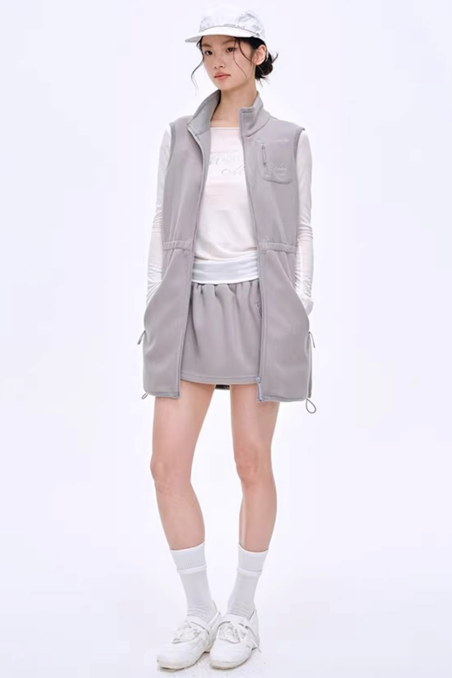 기모 안감 허리 조임 조끼 셋업