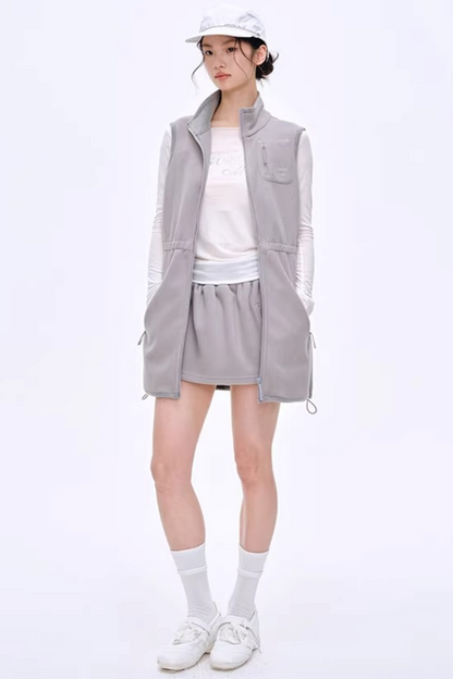 기모 안감 허리 조임 조끼 셋업