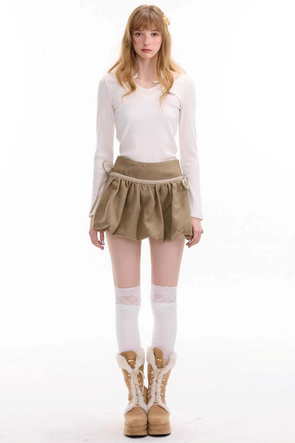 Autumn High-Waisted Woolen A-Line Skirt