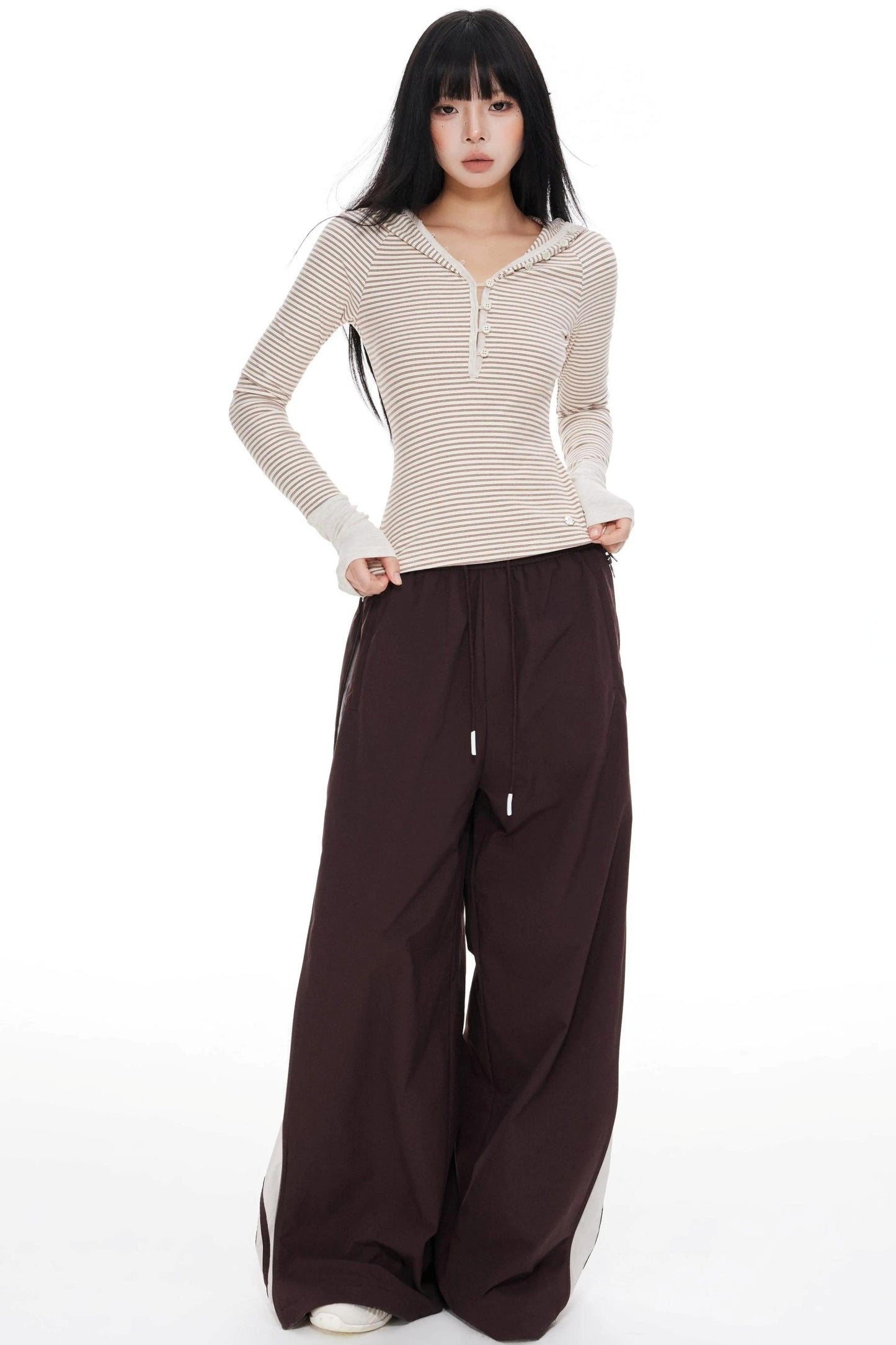 Striped Wide-leg Pants