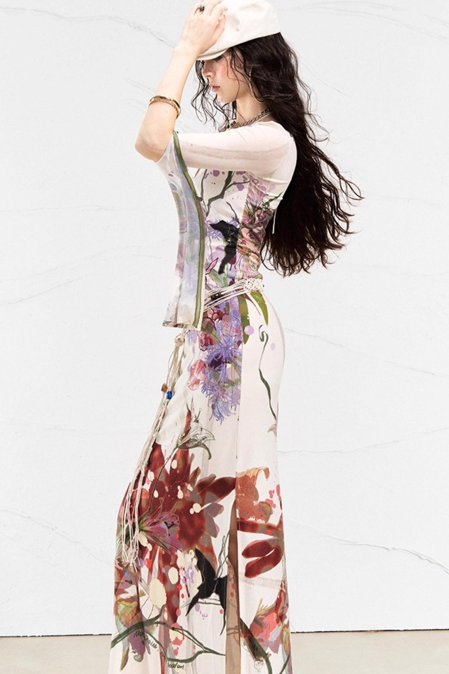 Floral Elegance Side-Slit Dress