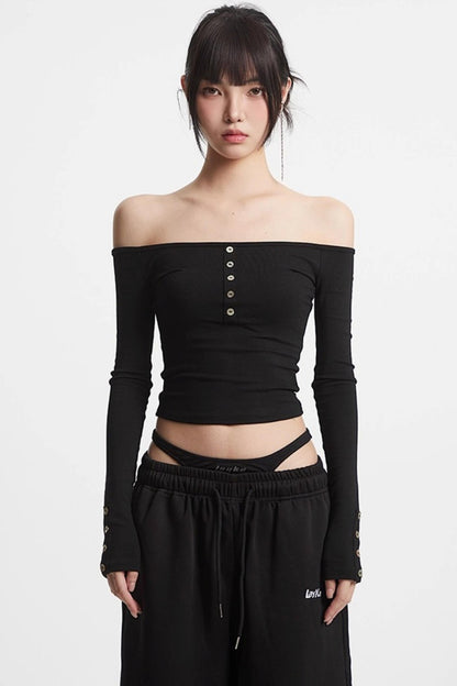 One-Shoulder Long Sleeve T-Shirt