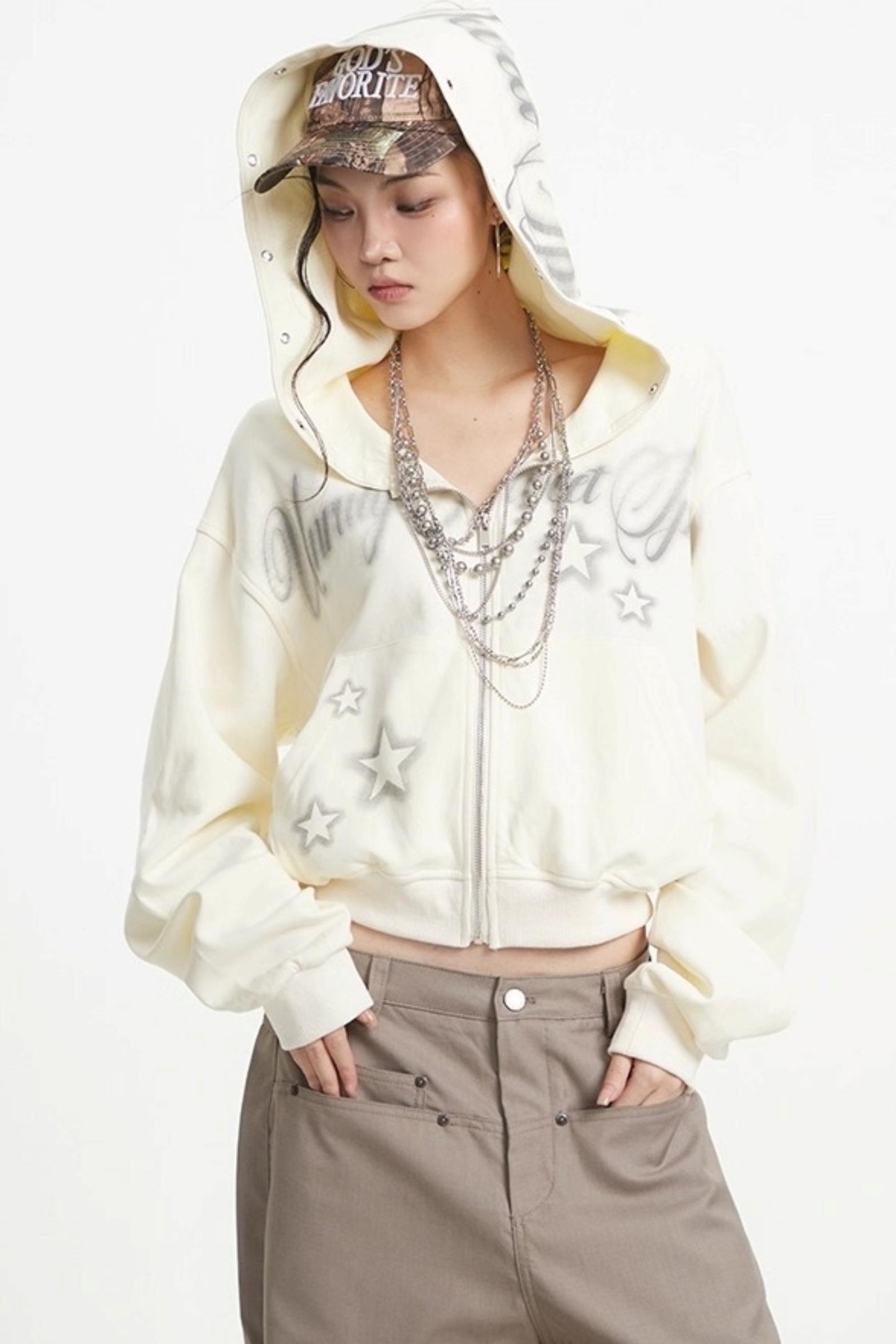 Lazy Zipper Hooded Jacket