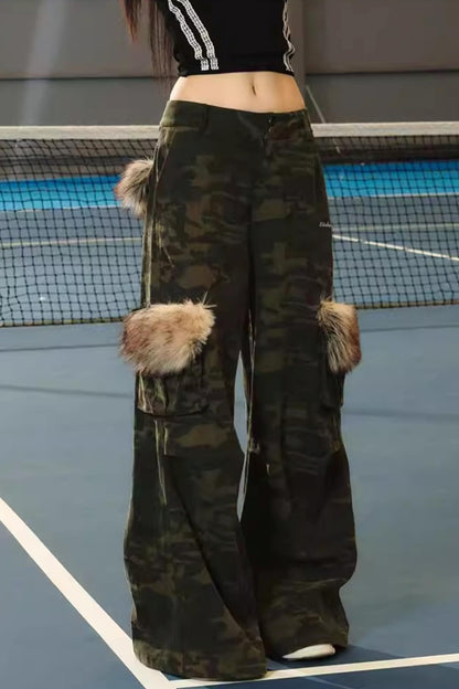 Retro-Cargohose mit Tarnmuster