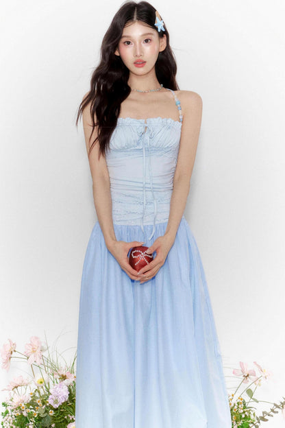 Island Lace-Up Halter Dress