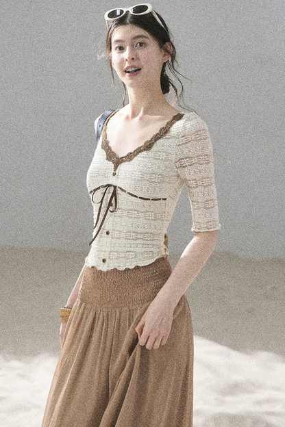 French Lace Hollow-Out Top