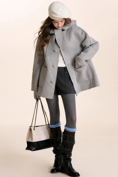 Woolen Dark Gray A-Line Pants