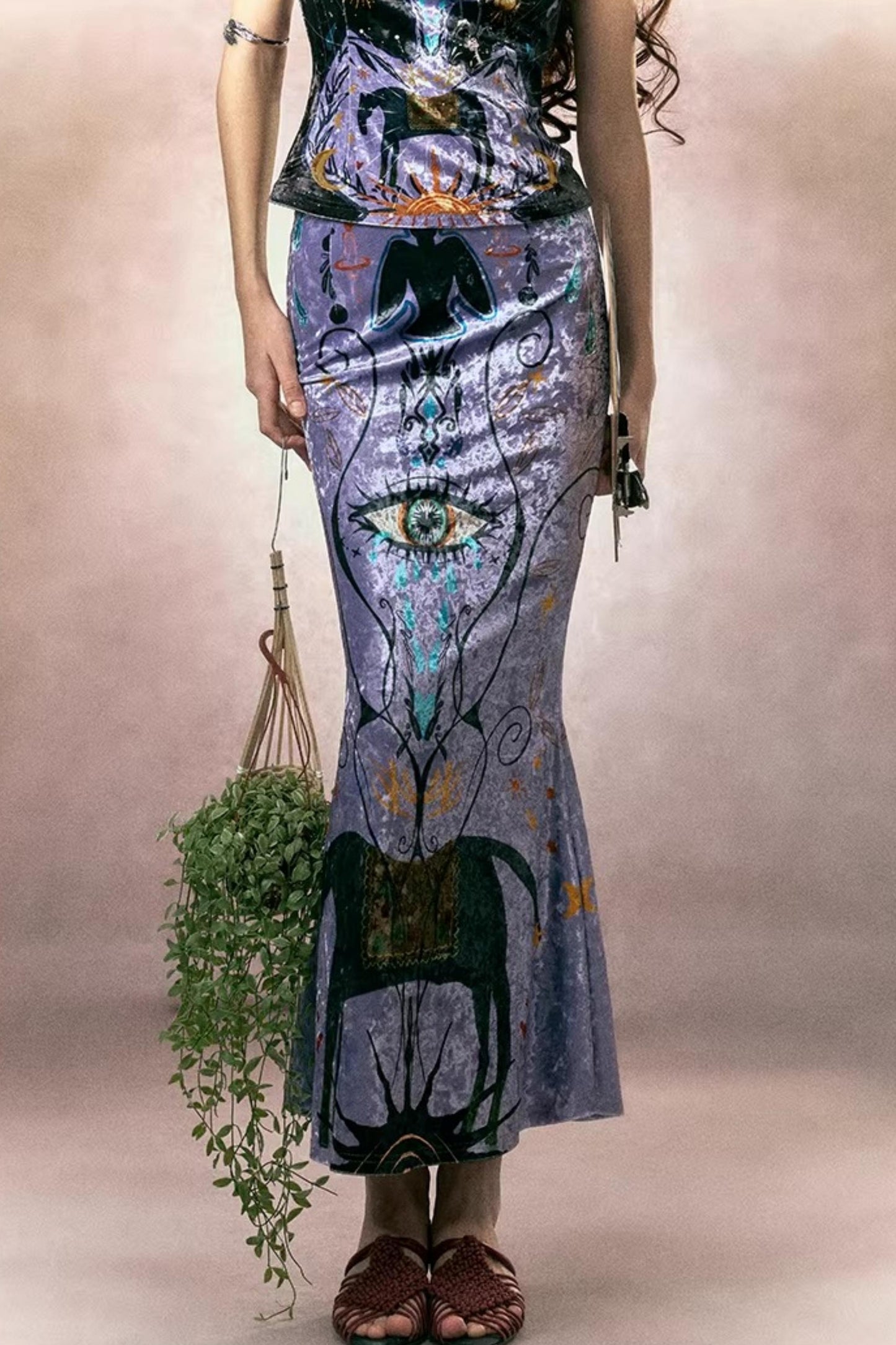 Tarot Velvet Fishtail Skirt Suit Set-Up