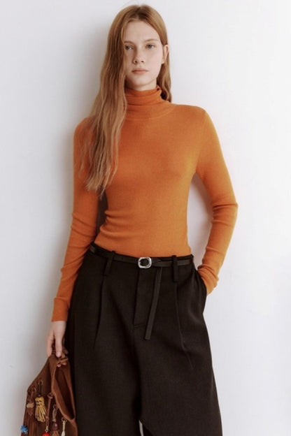 High Neck Slim Knitted Sweater