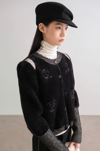 Scattered Roses Jacquard Cardigan