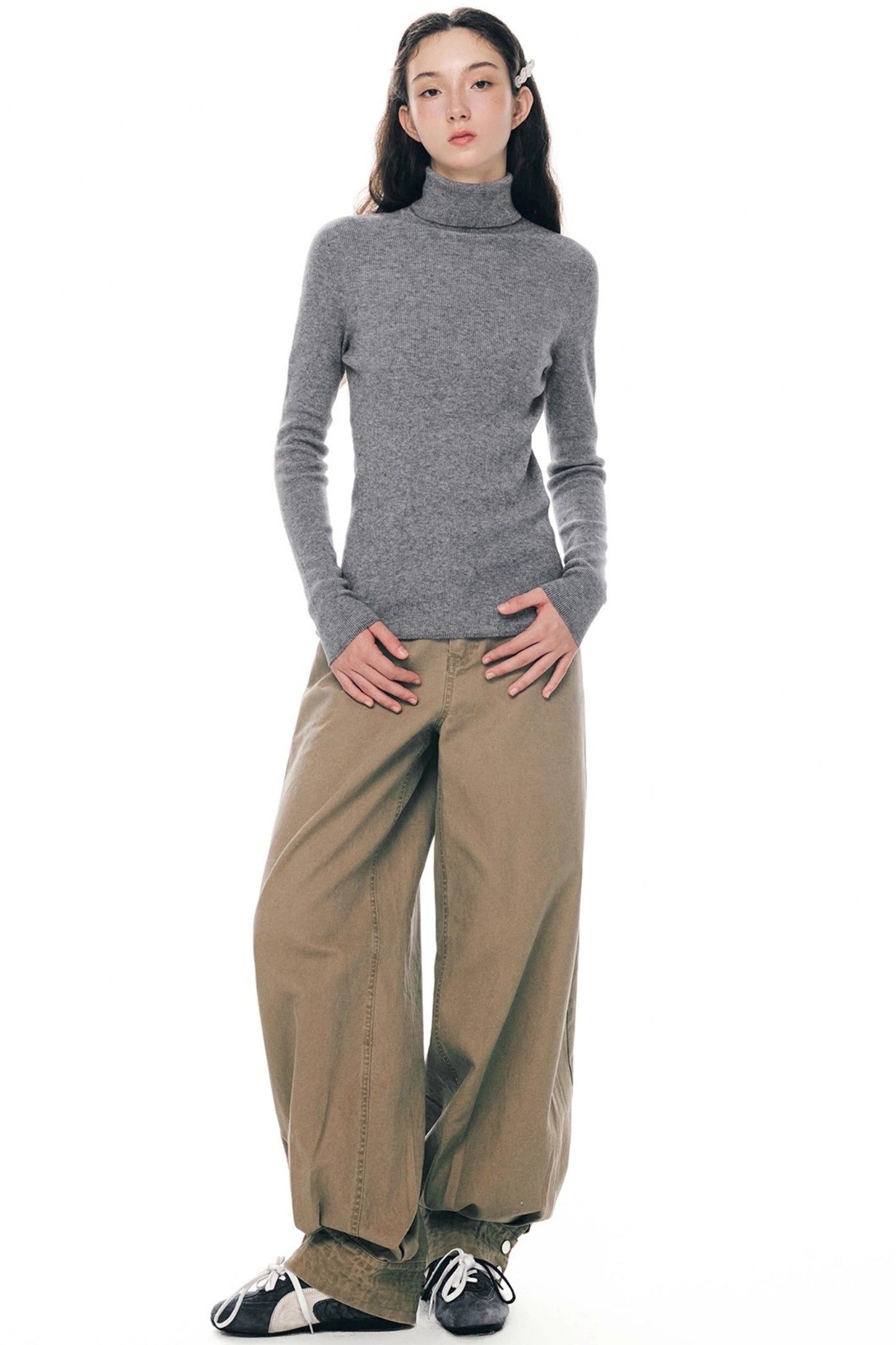 Retro Distressed Cotton Pants