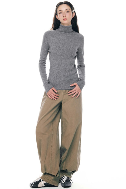 Retro Distressed Cotton Pants