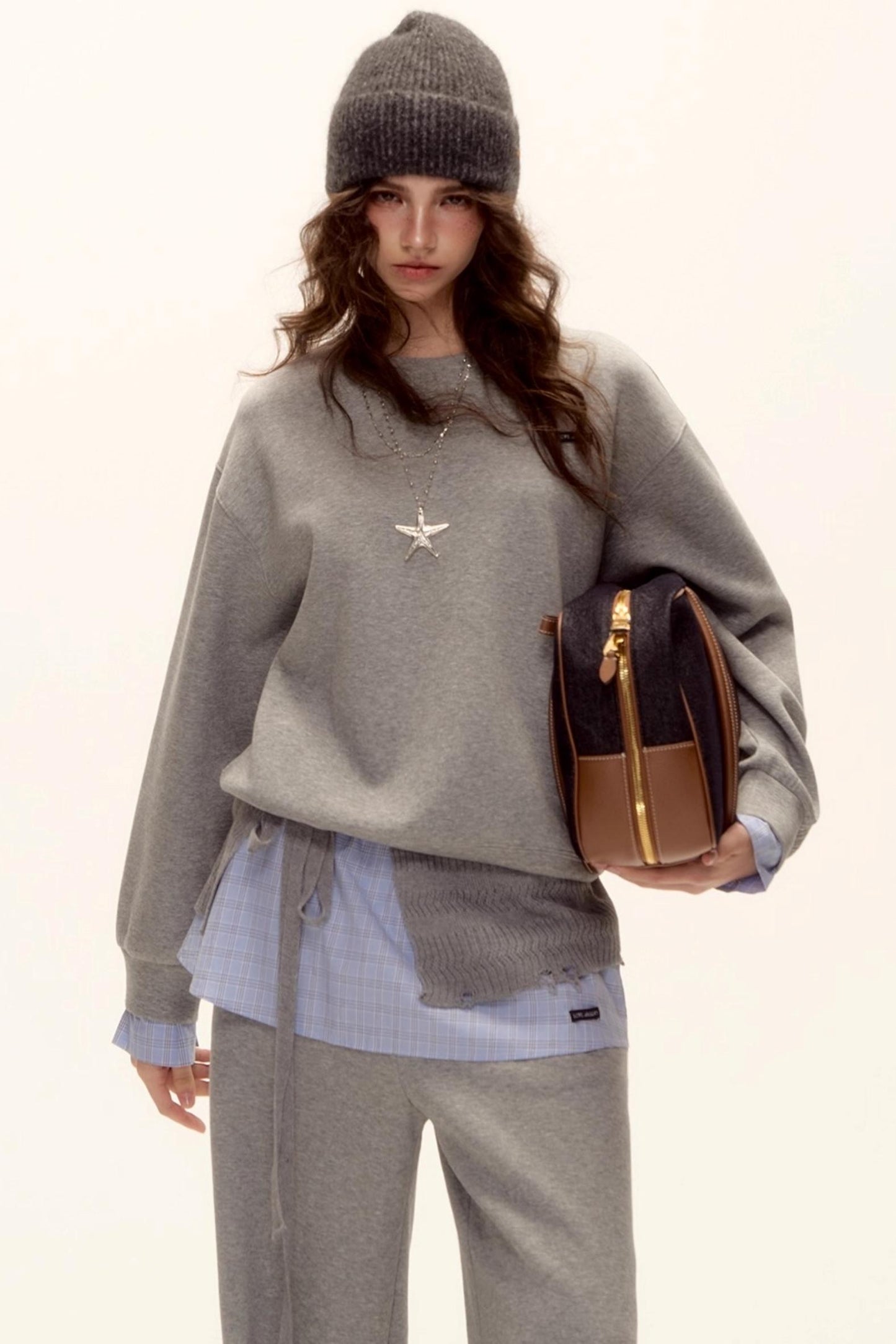 Plaid Patchwork Sweater Set-Up