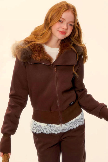 Retro Fleece Hooded Jacket Set-Up