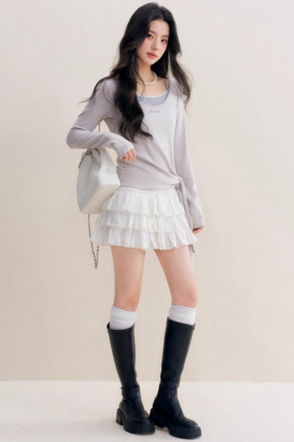 Lace Trim Patchwork Top