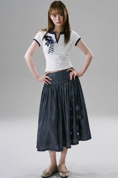 Soft Floral Belted Summer Skirt