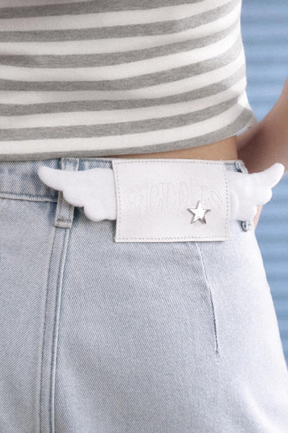 Whiskered Wings Denim Shorts