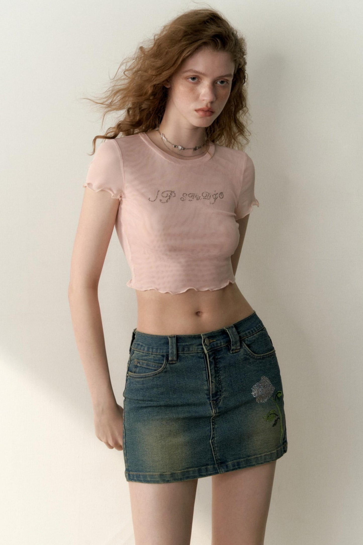 Multicolor Mesh Letter Tee