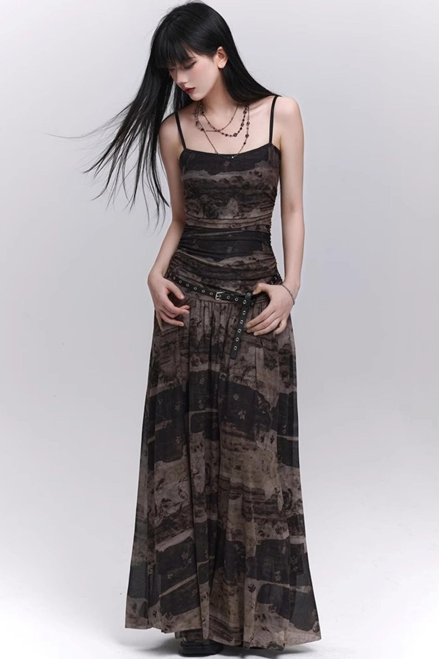 Summer Black And Brown Halter Dress