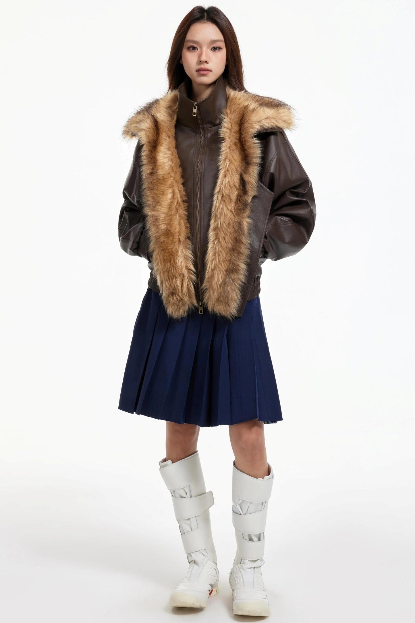 Pleated Mid-Length Skirt