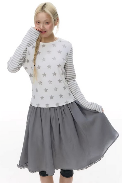 레이스 플래킷 블라우스 셋업