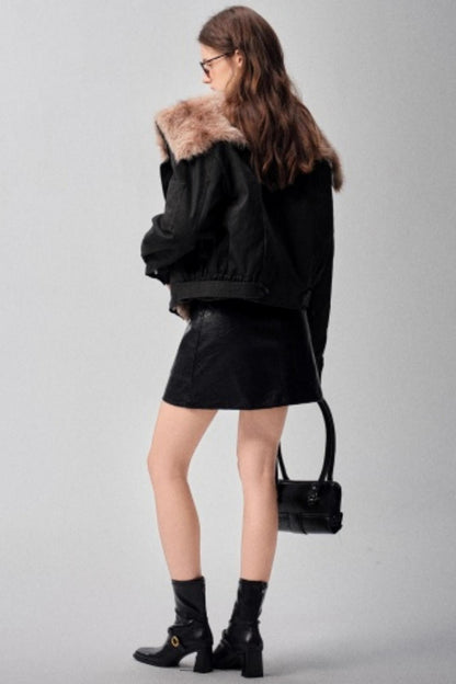 Detachable Collar Padded Jacket Shorts Set-Up