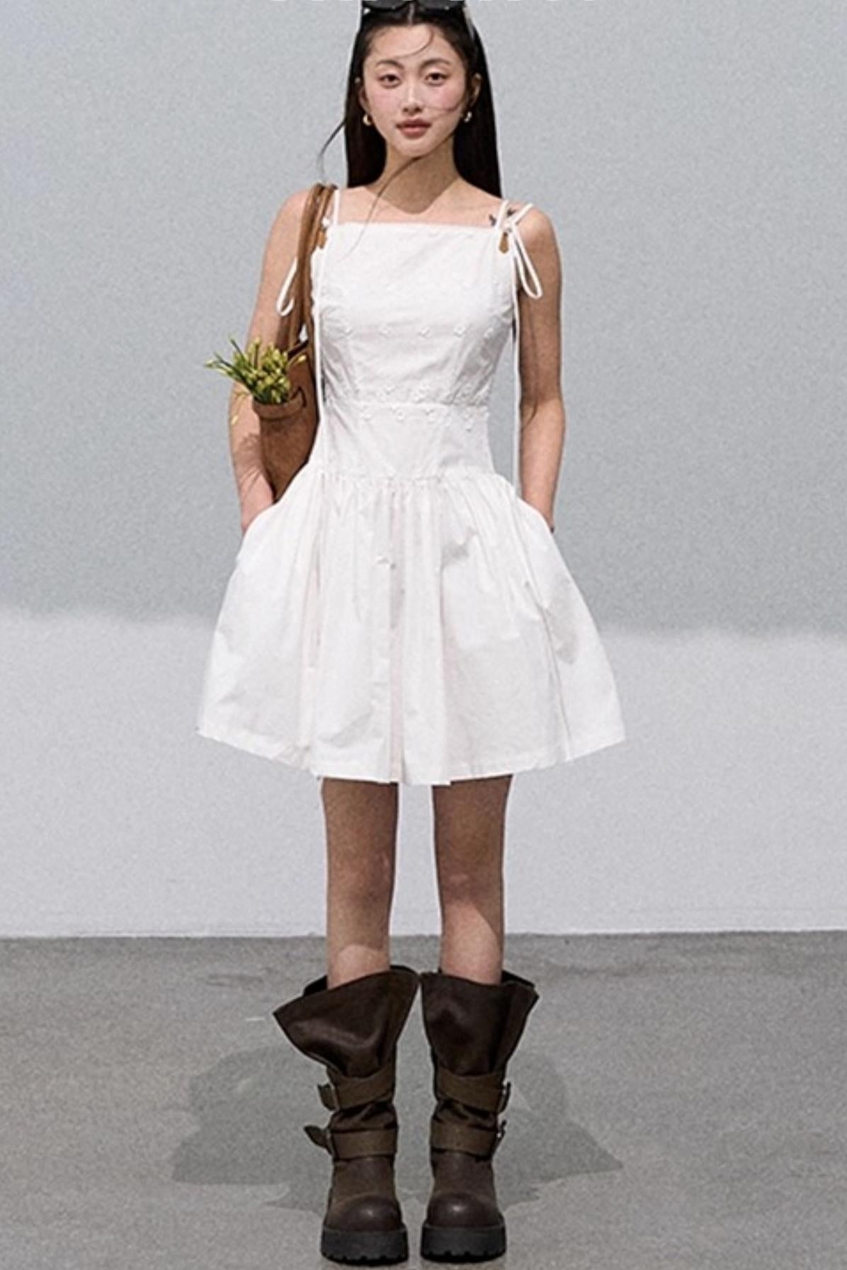 Three-Dimensional White Slip Dress