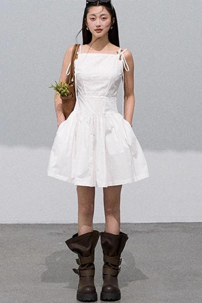 Three-Dimensional White Slip Dress