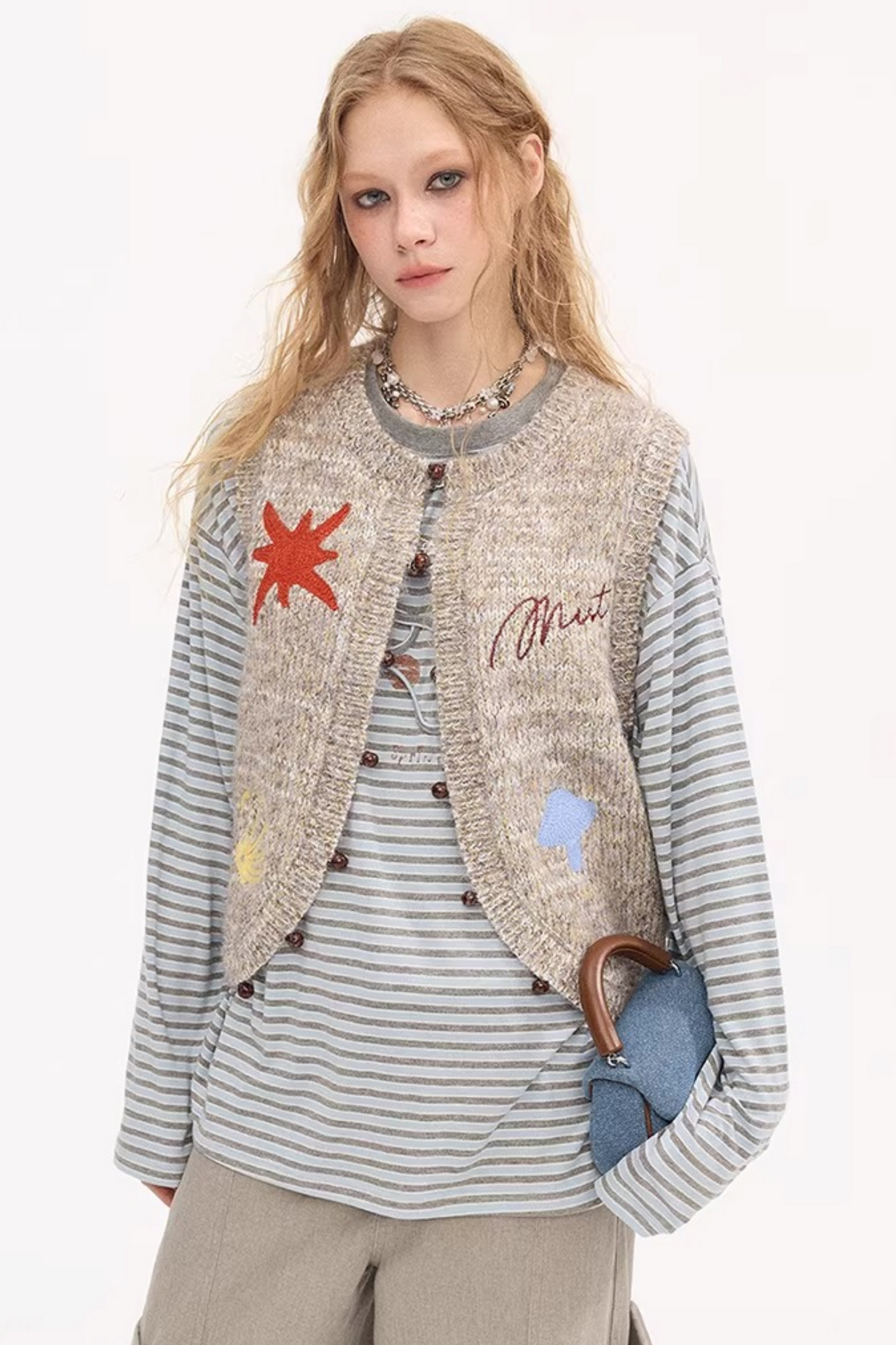 Embroidered Beaded Knitted Vest