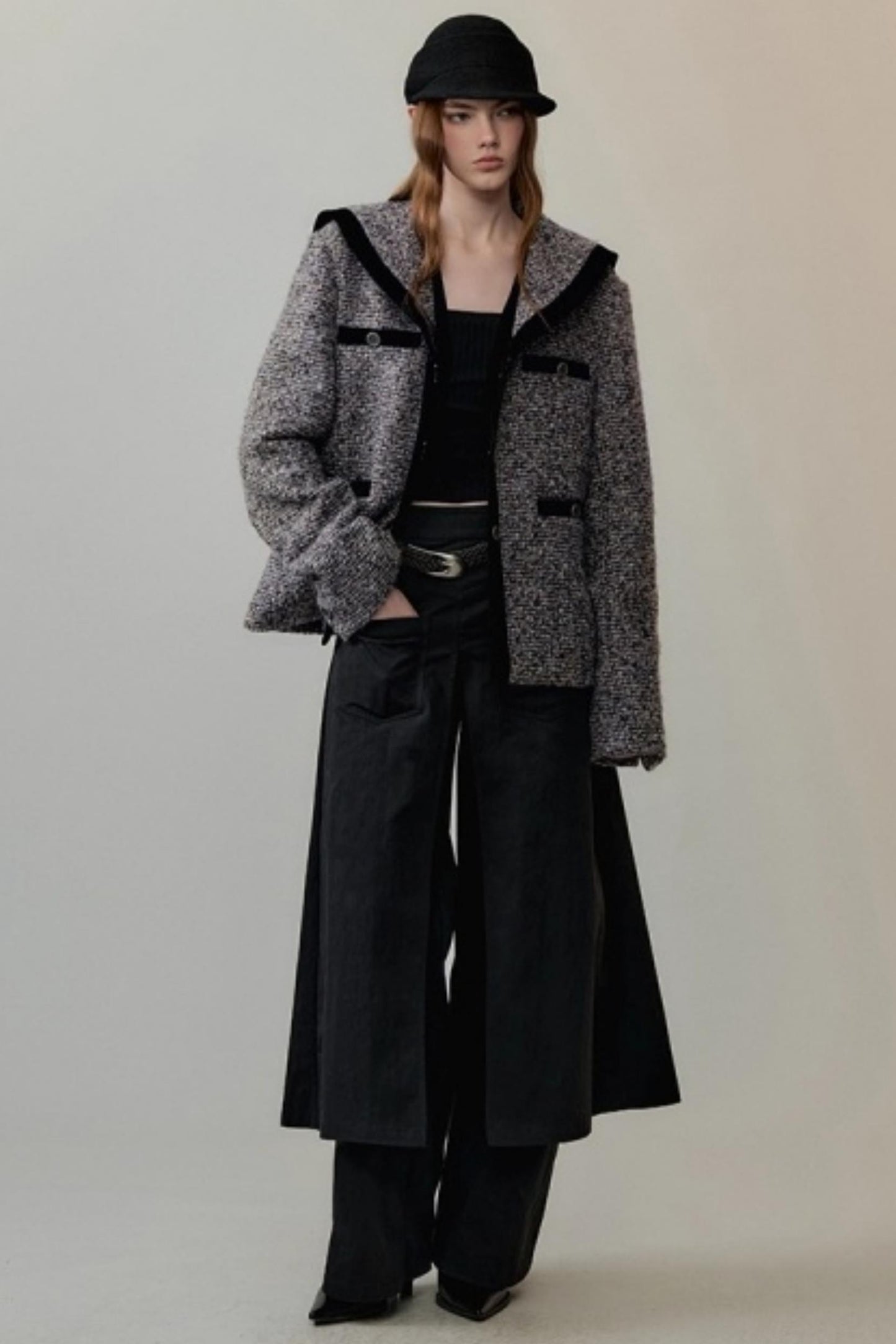 Patchwork Square Collar Knit Top